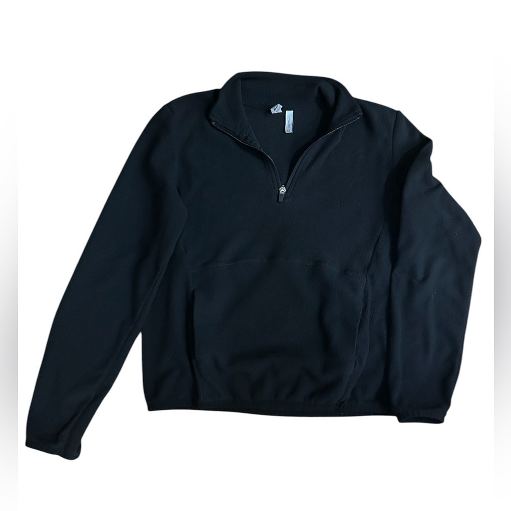 Z by Zella Black Model Off Duty Quiet Luxury Blokette Quarter Zip Fleece XS